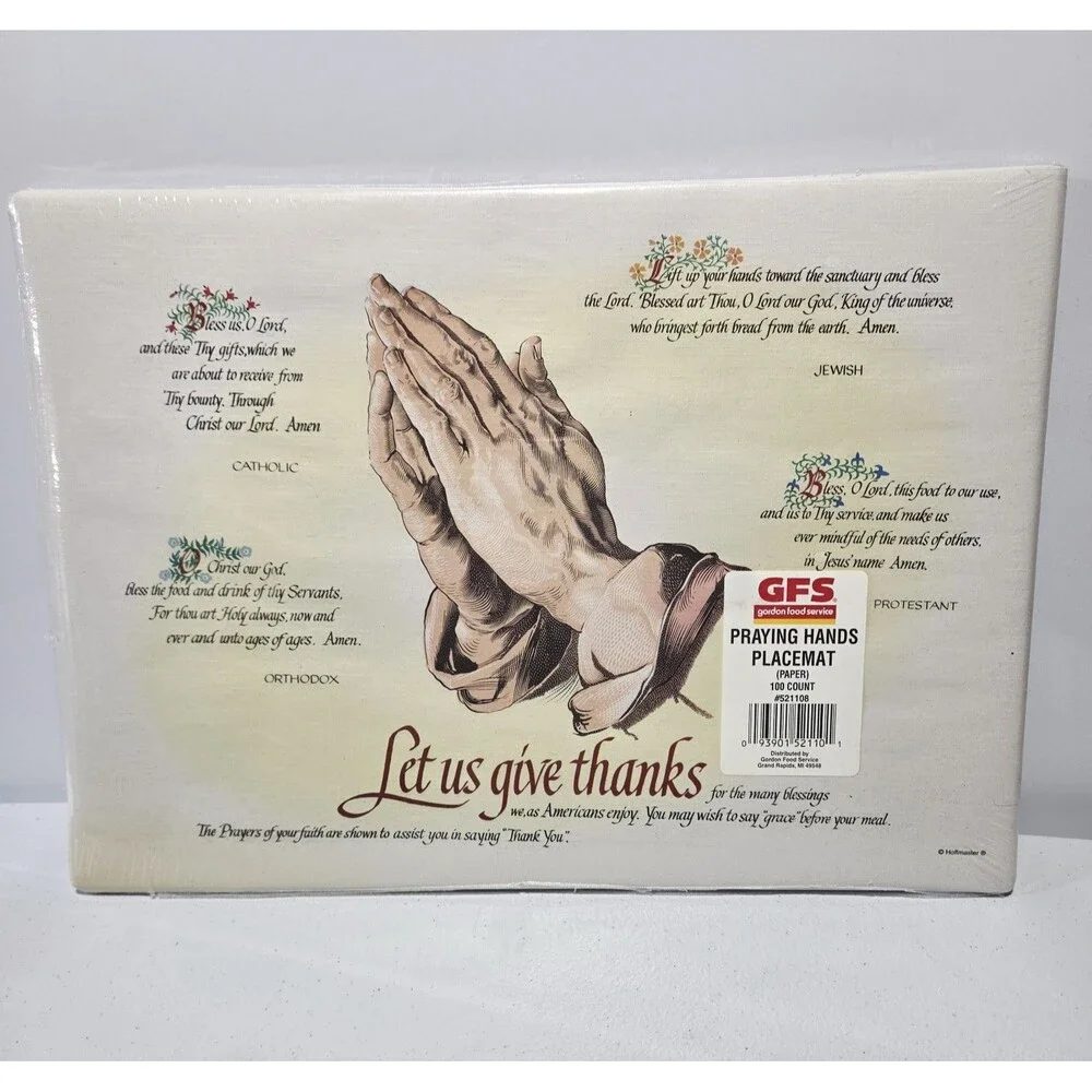 Paper Placemats 100pc Christian Praying Hands Thanksgiving